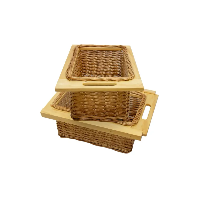 2 ausziehbare Weidenkörbe 400 mm | Rattan, Landhausstil, inkl. Befestigungssatz