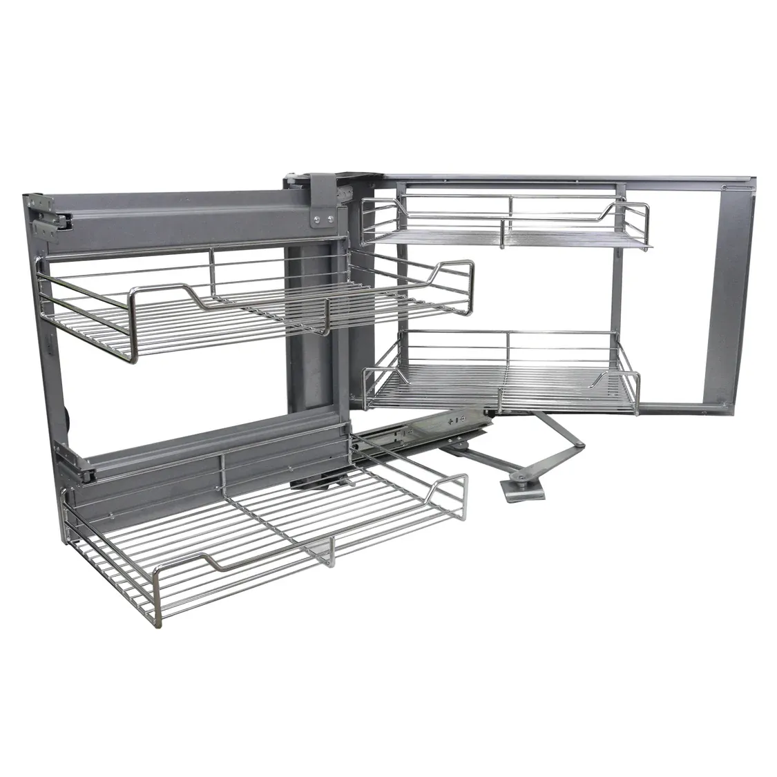 Magic Corner Eckschrank‑Körbe 90–100 cm links | Soft‑Close, 4 Edelstahlkörbe, Komplettset