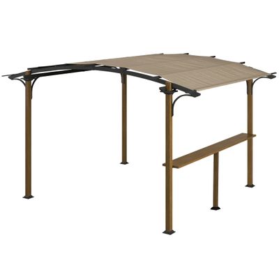 Pergola Gartenpavillon 4m x 2,6 m mit Theke | Bogenförmiges Dach, Alu-/Stahlrahmen