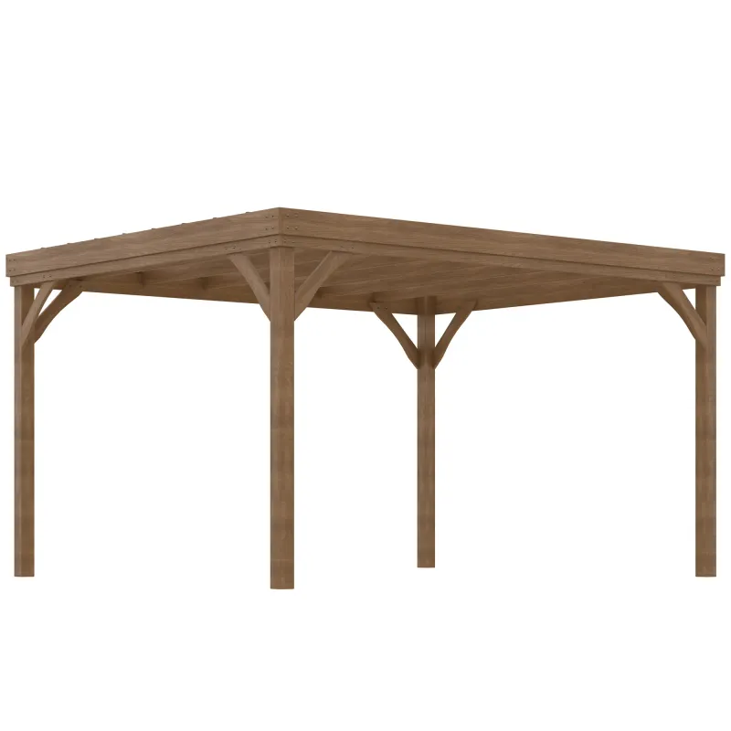 Holz-Pergola 4 x 3 m freistehend aus Fichtenholz | Terrassendach, Braun