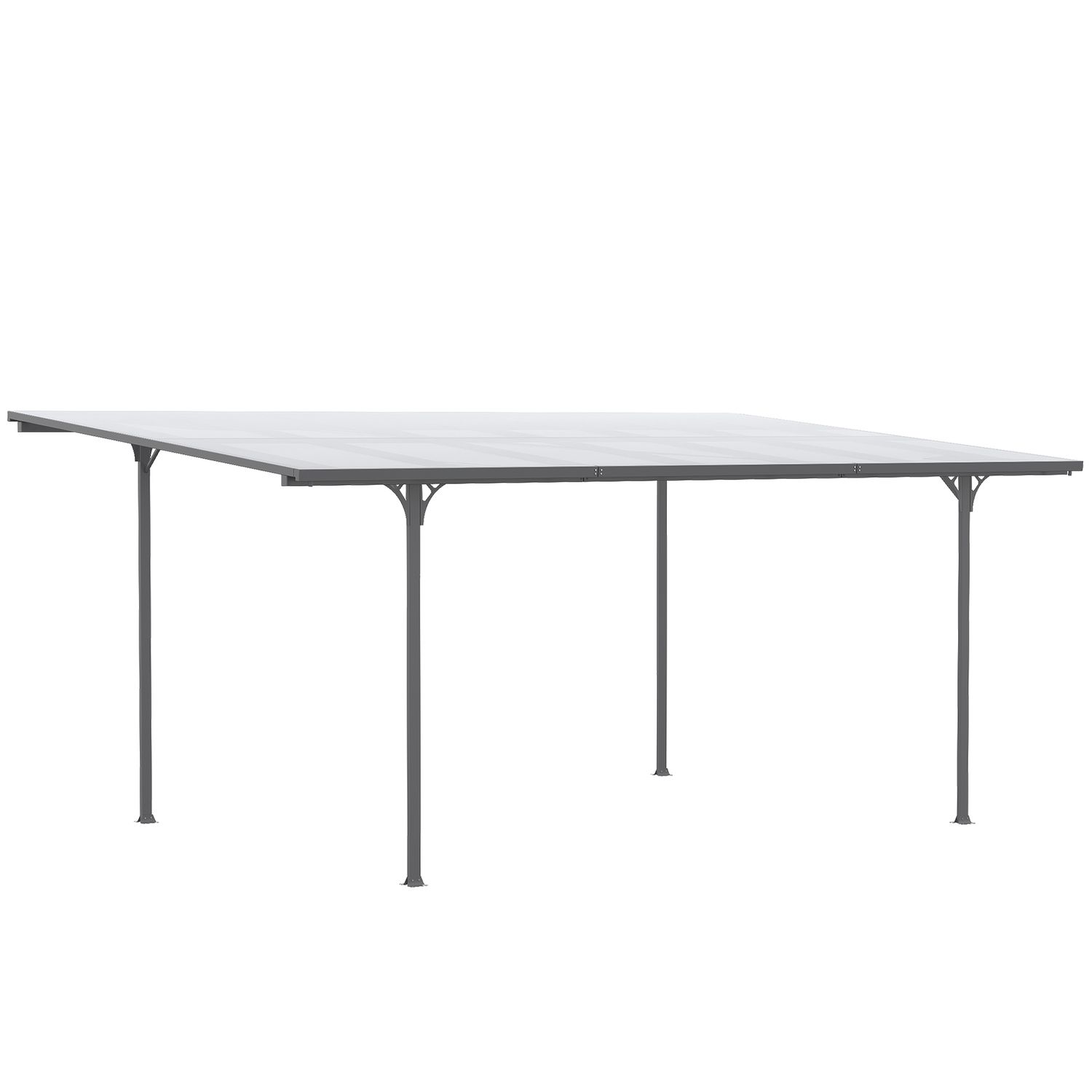 Gartenpavillon-Pergola 5,00 x 2,99 m | Aluminium/Polycarbonat, Grau, wetterfest mit Regenablauf