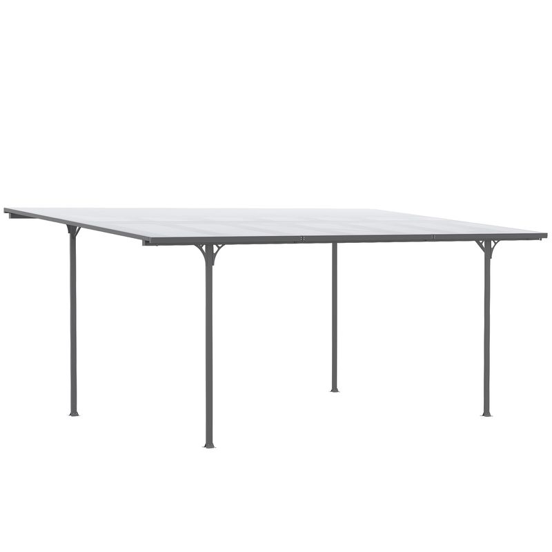 Gartenpavillon-Pergola 5,00 x 2,99 m | Aluminium/Polycarbonat, Grau, wetterfest mit Regenablauf