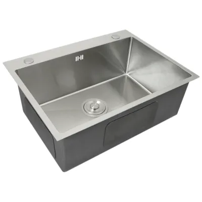 Edelstahl Küchenspüle mit Satin-Finish | Einbauspüle, 1 mm stark, inkl. Stöpsel, Sieb &amp; Ablaufset