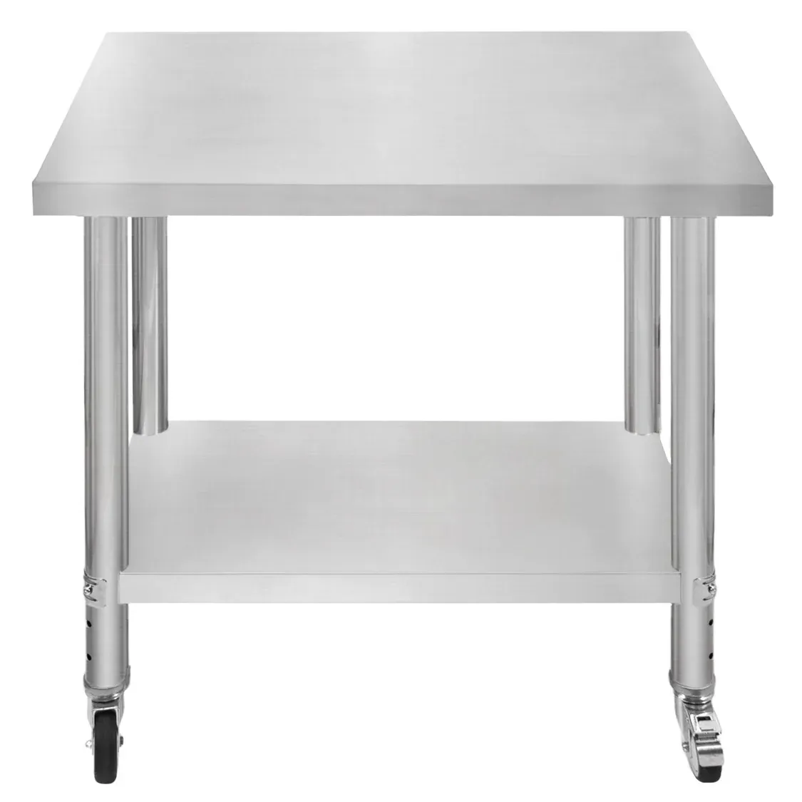 Edelstahl Arbeitstisch 76 x 90 x 86 cm | 160 kg Traglast, Unterregal, Rollen &amp; Nivellierfüsse