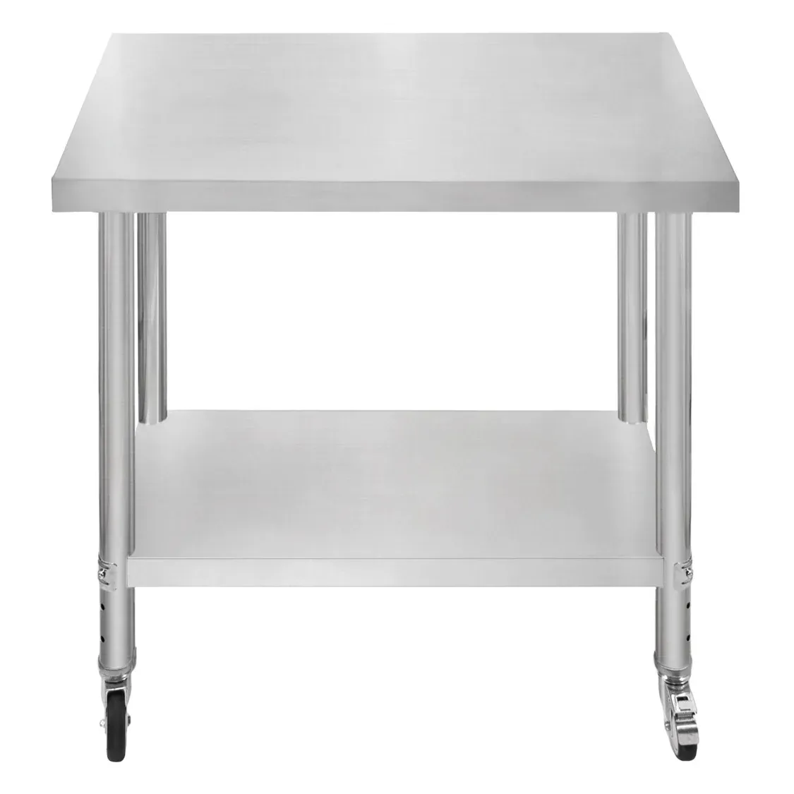 Edelstahl Arbeitstisch 60 x 90 x 86 cm | 160 kg Traglast, Unterregal, Rollen &amp; Nivellierfüsse