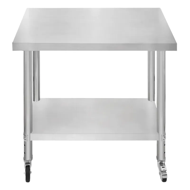 Edelstahl Arbeitstisch 60 x 90 x 86 cm | 160 kg Traglast, Unterregal, Rollen &amp; Nivellierfüsse