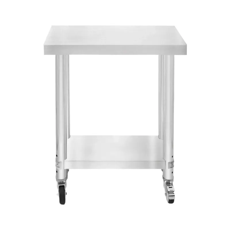 Edelstahl Arbeitstisch 60 x 30 x 80 cm | 160 kg Traglast, Unterregal, Rollen &amp; Nivellierfüsse