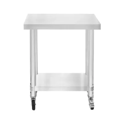 Edelstahl Arbeitstisch 60 x 30 x 80 cm | 160 kg Traglast, Unterregal, Rollen &amp; Nivellierfüsse