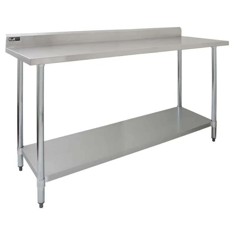 Edelstahl Gastrotisch 183 x 60 x 90 cm | 250 kg Traglast, Aufkantung, verstellbare Ablage/Füsse