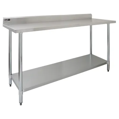 Edelstahl Gastrotisch 183 x 60 x 90 cm | 250 kg Traglast, Aufkantung, verstellbare Ablage/Füsse