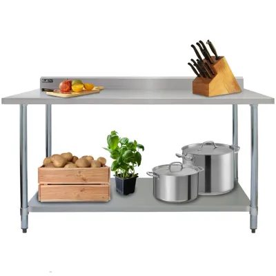 Edelstahl Gastrotisch 183 x 60 x 90 cm | 250 kg Traglast, Aufkantung, verstellbare Ablage/Füsse