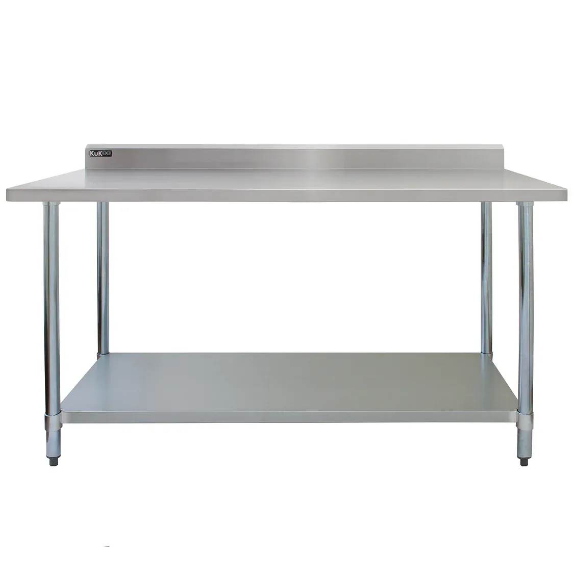 Gastrotisch Edelstahl 150 x 60 x 90 cm | 250 kg Traglast, Aufkantung, verstellbare Ablage/Füsse