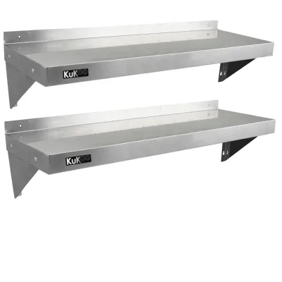 2er Set Gastro Wandregal 1250 x 300 mm | Edelstahl, inkl. Halterungen & Befestigung, leicht zu reinigen