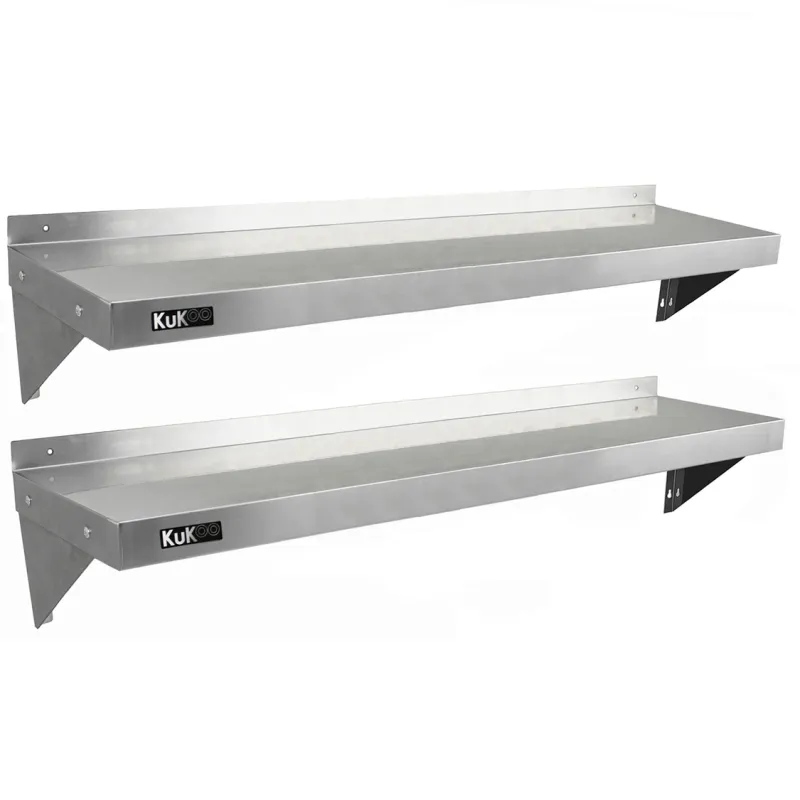 2er Set Gastro Wandregal 1400 x 300 mm | Edelstahl, inkl. Halterungen &amp; Befestigung, leicht zu reinigen