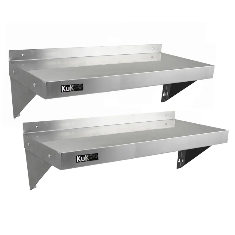 2er Set Gastro Wandregal 1000 x 300 mm | Edelstahl, inkl. Halterungen &amp; Befestigung, leicht zu reinigen