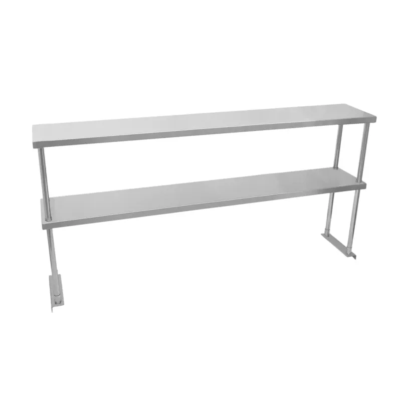 Gastro Edelstahl Doppel‑Regal 150 cm | 304 Edelstahl, 2 Ebenen, 100 kg je Regal, inkl. Befestigungsset