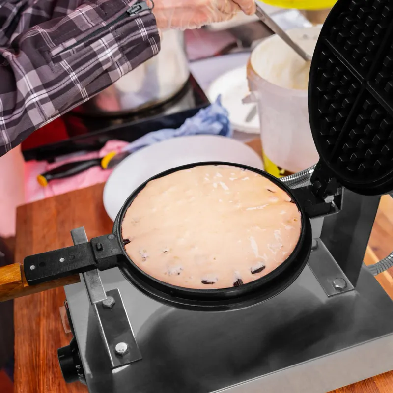 Profi Waffeleisen, drehbar | 50–250°C, 1–5 Min Timer, 1000 W | Edelstahl, Antihaft, inkl. Servierzange