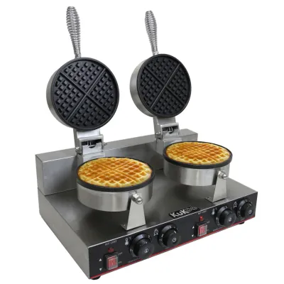 Profi Doppel-Waffeleisen | Automatik 50–250 °C, 1–5 Min Timer, 1000 W, Antihaft, Edelstahl