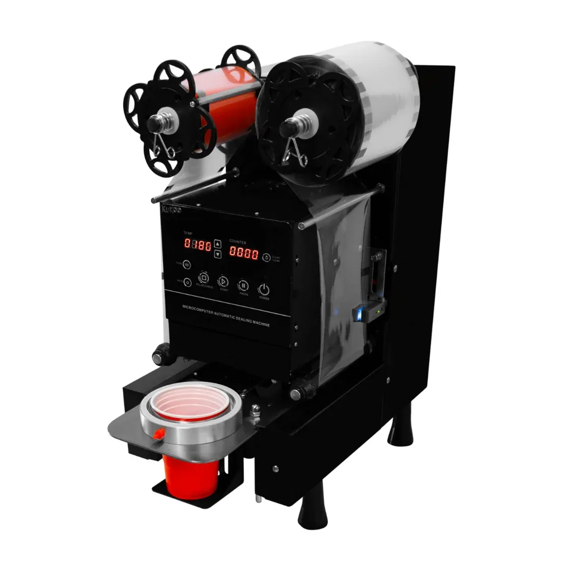 Vollautomatische Bechersiegelmaschine | 500–650 Becher/Std, 90/95 mm, Sensorsteuerung, 500 W