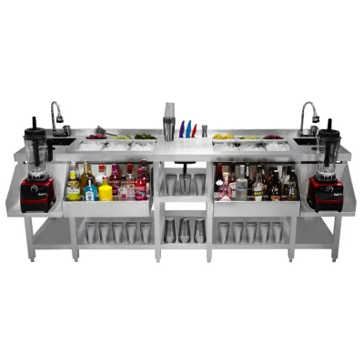 Duo‑Barstation 2‑in‑1 aus Edelstahl | Isolierte Eiswanne, 360° Mischbatterie, Glasspüler, Speedrail