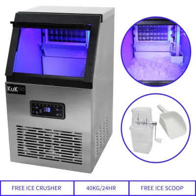 Eiswürfelmaschine 40 kg/24 h | 24 Würfel/Zyklus, 5–15 Min, 300 W, Edelstahl, Selbstreinigung