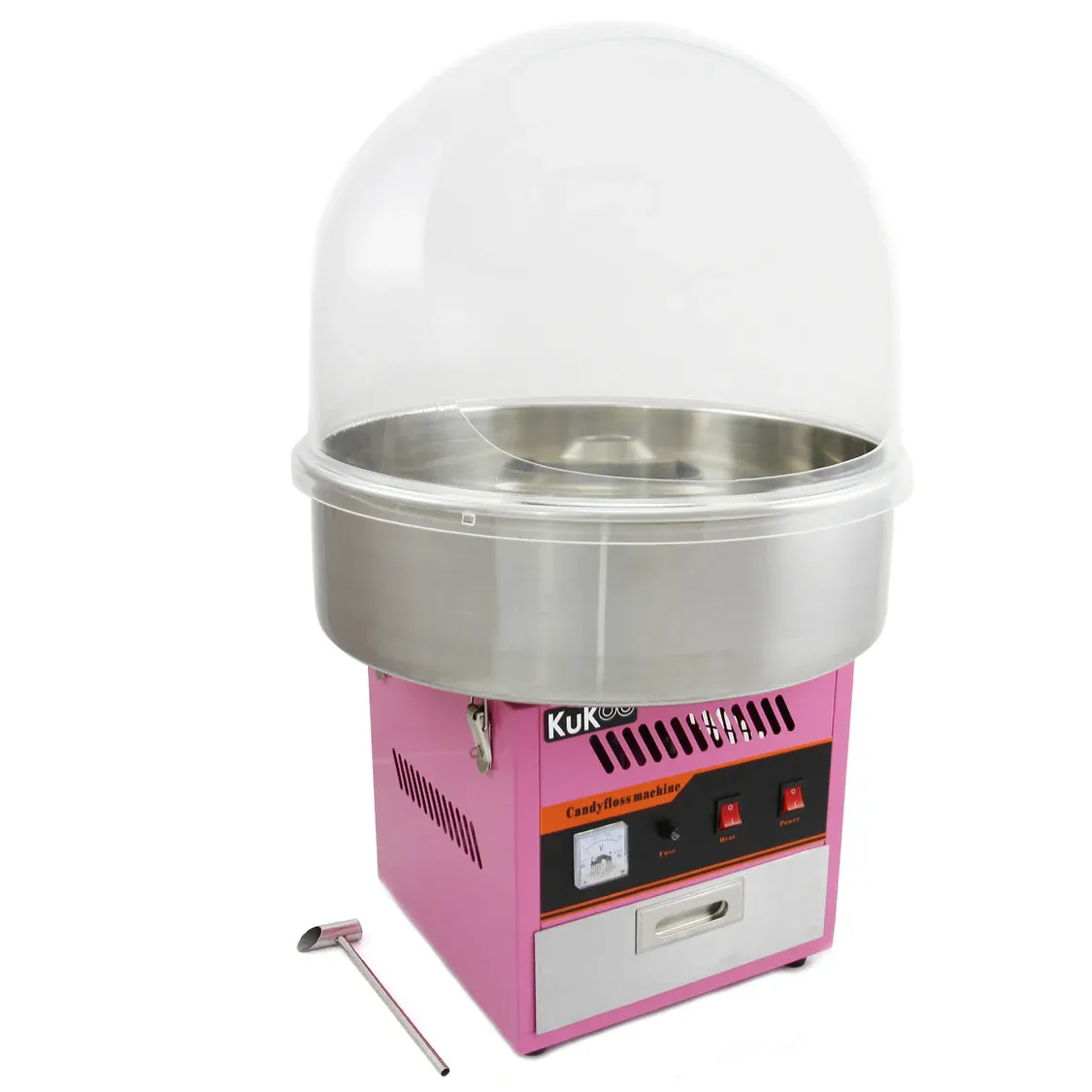 Zuckerwattemaschine mit Schutzabdeckung | 50 cm Edelstahlschüssel, Retro-Design, leicht zu reinigen