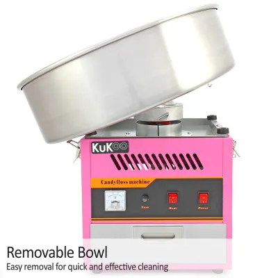 Kommerzielle Zuckerwattemaschine | 50 cm Edelstahlschüssel, rosa, inkl. 500 Stäbchen,