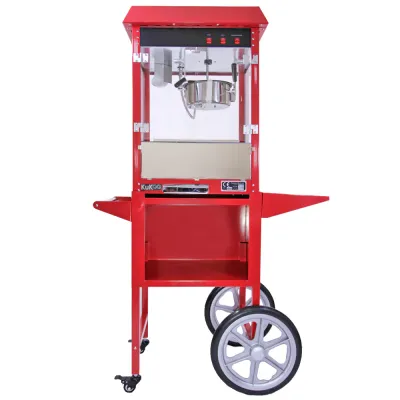 Retro Popcornmaschine 225 g mit Wagen | Edelstahlkessel, Wärmelampe, 1,37 kW