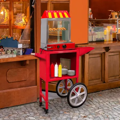 Gastro Hot-Dog-Wärmer mit Wagen | 100 Würste &amp; 30 Brötchen, 2000 W, Thermostat