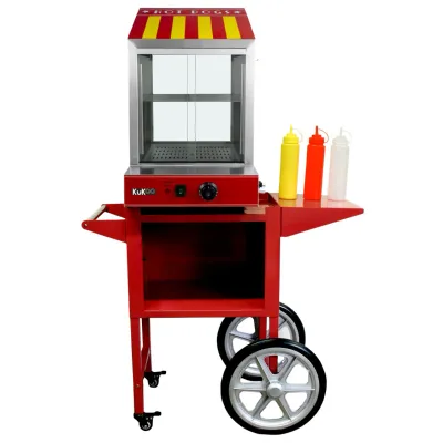 Gastro Hot-Dog-Wärmer mit Wagen | 100 Würste &amp; 30 Brötchen, 2000 W, Thermostat