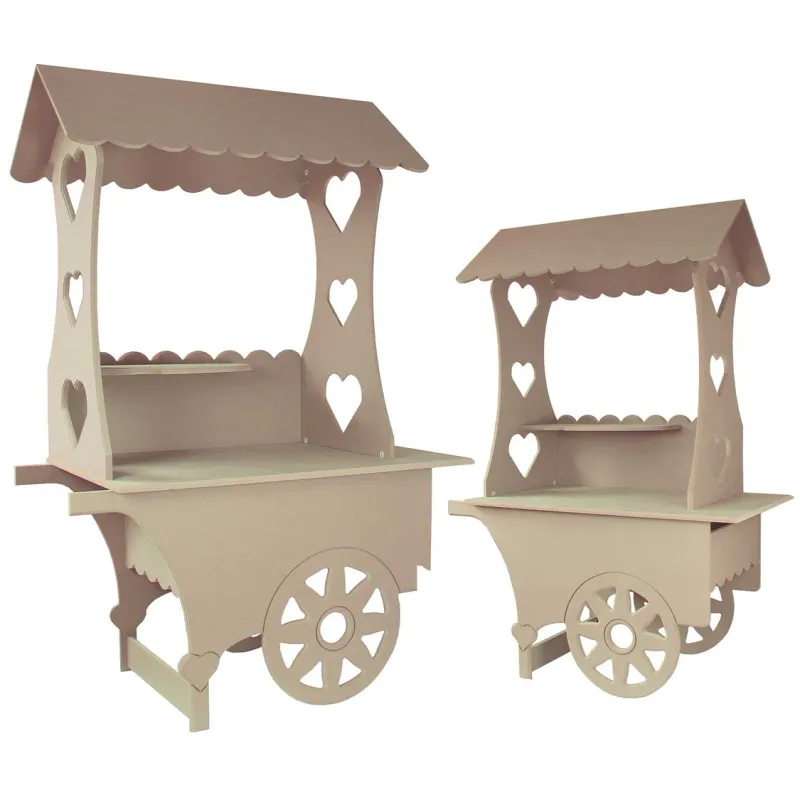 2 x Candy Bar Süssigkeitenstände Marktstand Set – Hochzeit &amp; Events, MDF, innen