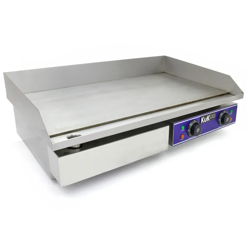 Gastro Elektro Grillplatte/Bratplatte – 70cm, Gusseisen, Edelstahl, 4.2 kW, 300 C°