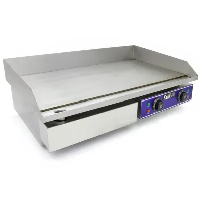 Gastro Elektro Grillplatte/Bratplatte – 70cm, Gusseisen, Edelstahl, 4.2 kW, 300 C°