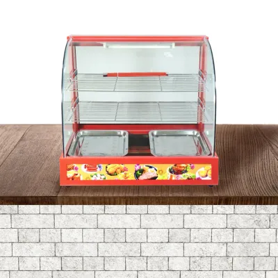 Aufsatzvitrine Heisstheke Warmhaltevitrine – Rot, 60cm, 1200W, Glasschiebetüren