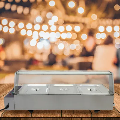 Gastro 3 GN Bain‑Marie – 1.5kW, 30–85°C, Edelstahl, Glasschutz, 93x35x37.5cm