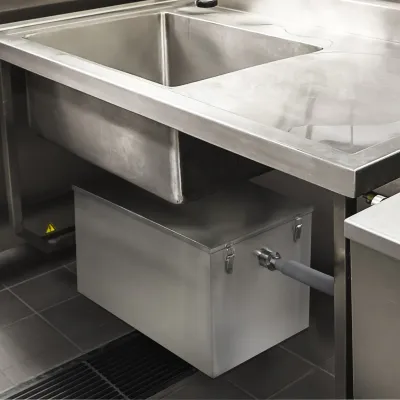 Gastro Fettabscheider Ölabscheider 120L Edelstahl – Unter Spülbecken, 50mm Ein-/Auslass