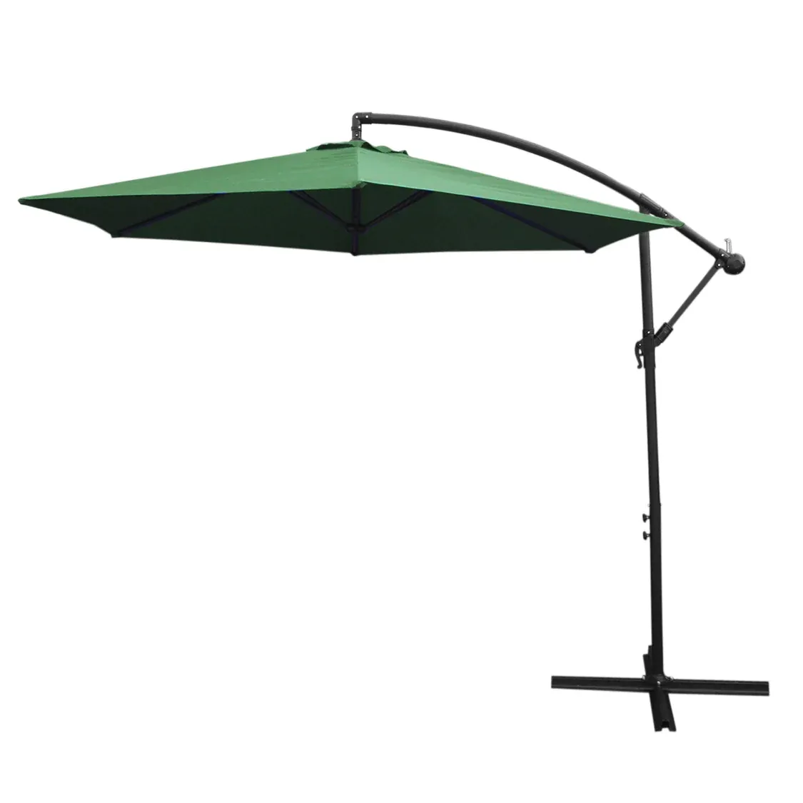 3m Freischwinger Sonnenschirm grün – freitragend, Kippfunktion, Kurbel, Hülle