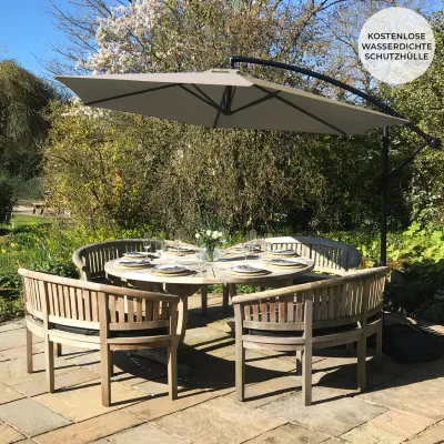 3m freitragender Sonnenschirm Beige – Freischwinger, Kippfunktion, Kurbel, Hülle