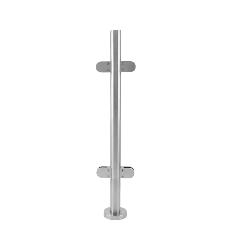 Balustrade Geländerpfosten Mittelpfosten 90cm – Edelstahl 304, vorgebohrt, mit Glasklemmen