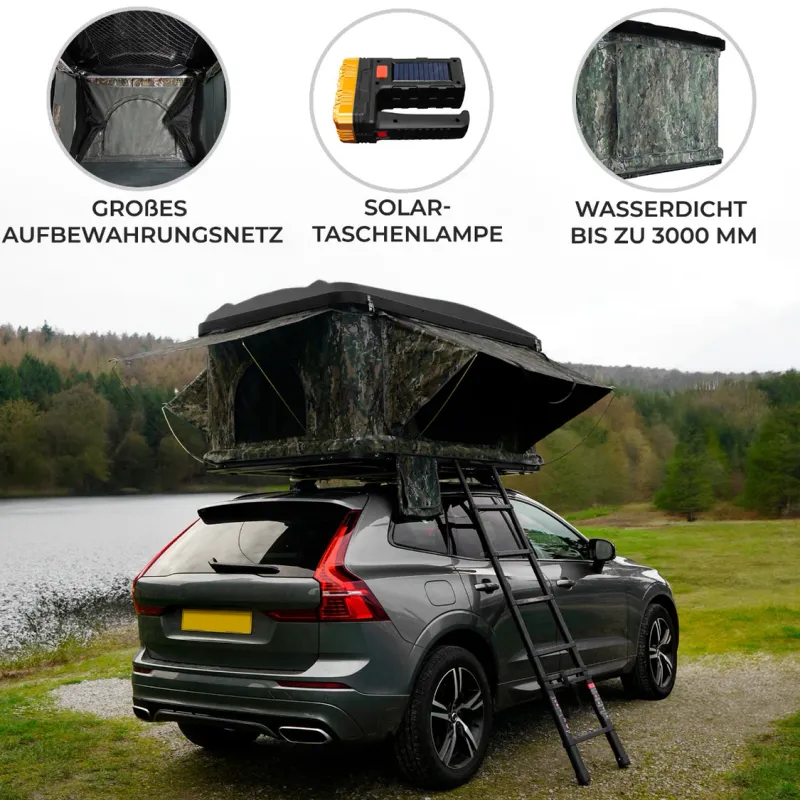 Dachzelt Autodachzelt Camouflage ABS Hartschale – 2–3 Personen, Pop‑Up, 3000 mm wasserdicht