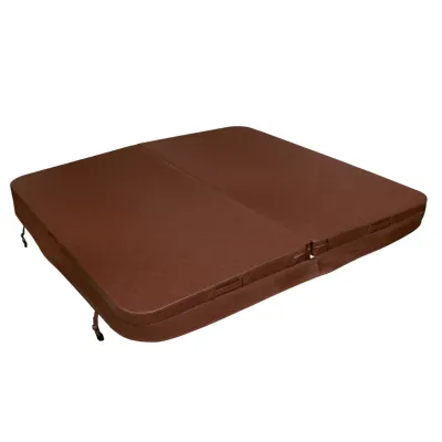 Whirlpool Abdeckung 210x210cm braun – Hardtop, isoliert, PVC‑Leder UV‑ &amp; schimmelresistent
