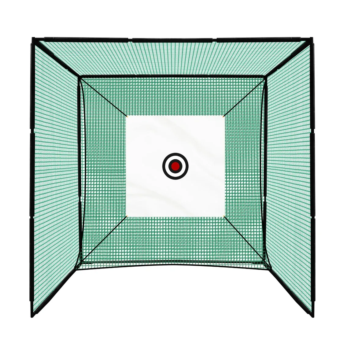 Golf-Übungskäfig, Golfnetz 3x3x3m – Stahlrahmen, UV‑stabilisiertes Netz, Kunstrasenmatte, Zielscheibe