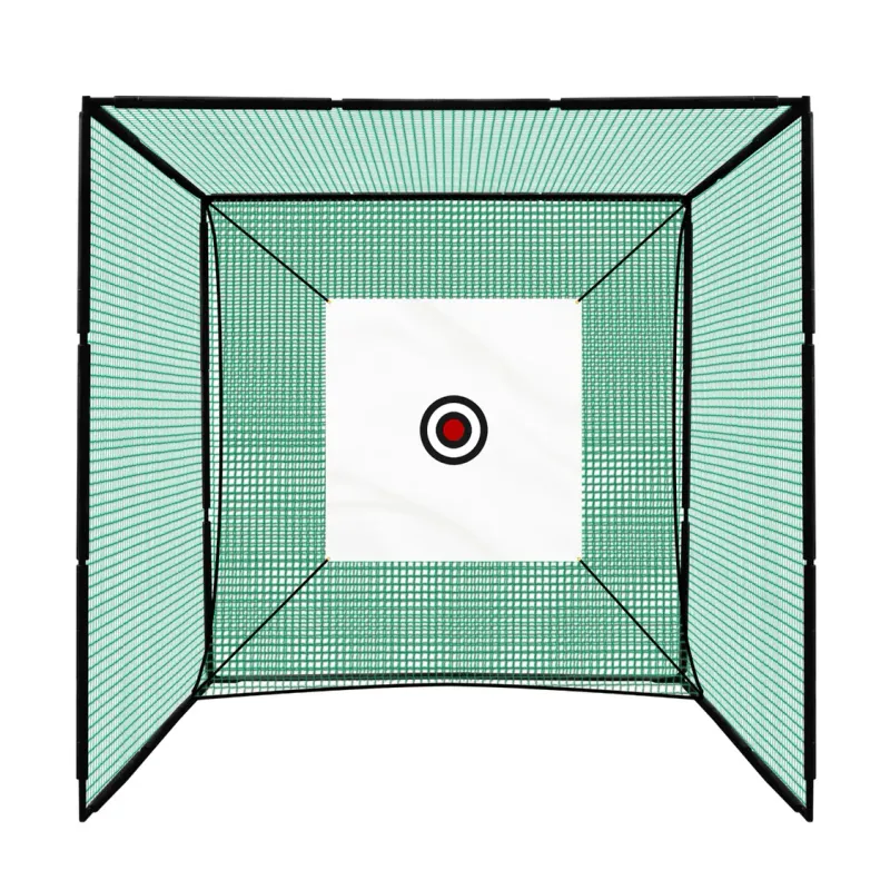 Golf-Übungskäfig, Golfnetz 3x3x3m – Stahlrahmen, UV‑stabilisiertes Netz, Kunstrasenmatte, Zielscheibe