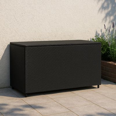 Rattan Kissenbox 996L – Schwarz | Polyrattan, wasserdicht, UV‑beständig