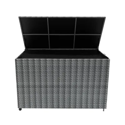 Rattan Kissenbox 996L – grau | Polyrattan, wasserdicht, UV‑beständig