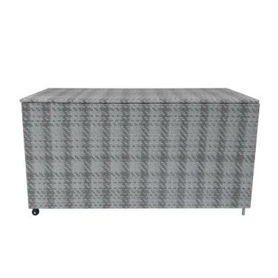 Rattan Kissenbox 700L – Grau | Polyrattan, wasserdicht, UV‑beständig