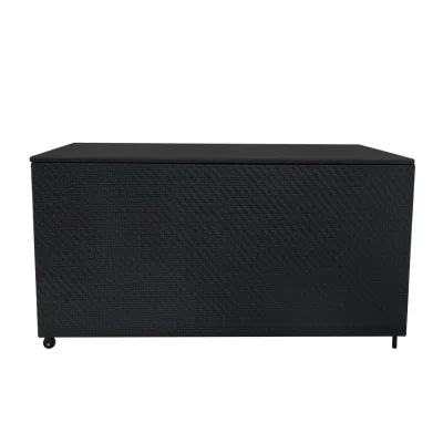 Rattan Kissenbox 700L – schwarz | Polyrattan, wasserdicht, UV‑beständig