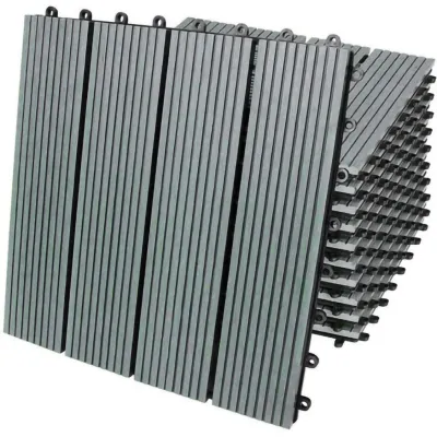 33 x WPC‑Terrassenfliesen 30x30 – Grau | 3m² Klickfliesen, werkzeuglos