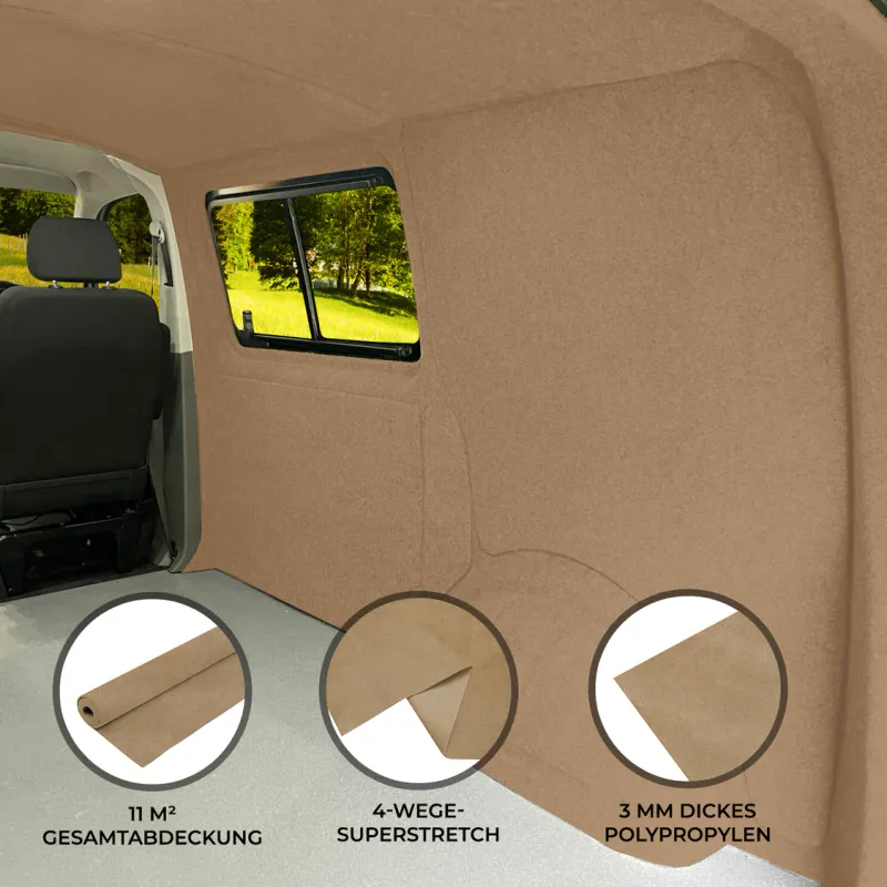 Auto Innen-Verkleidung Autostoff Beige – 2 m breit, 5.5 m lang, 4‑Wege‑Stretch, 11m2