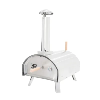Premium Outdoor‑Pizzaofen – Edelstahl, 500°C, Holz/Kohle/Pellets, kompakt